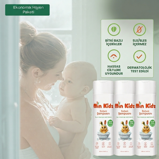 Min Kidz Ekonomik Hijyen Paketi - 3'lü Şampuan 200 ML